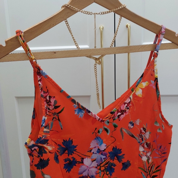 River Island orange floral summer strappy top size 12 - Picture 8 of 8